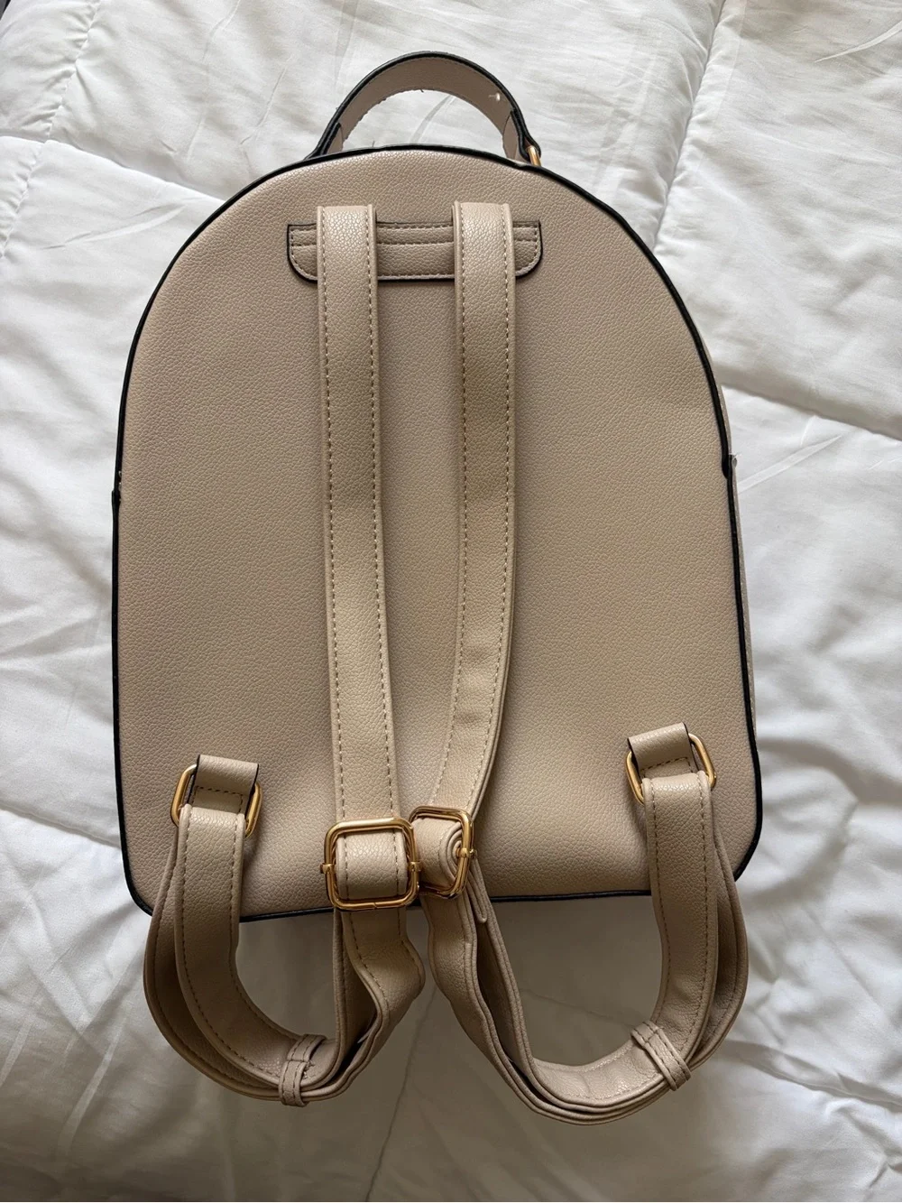 Badgley Mischka Cream Backpack with Gold Hardware